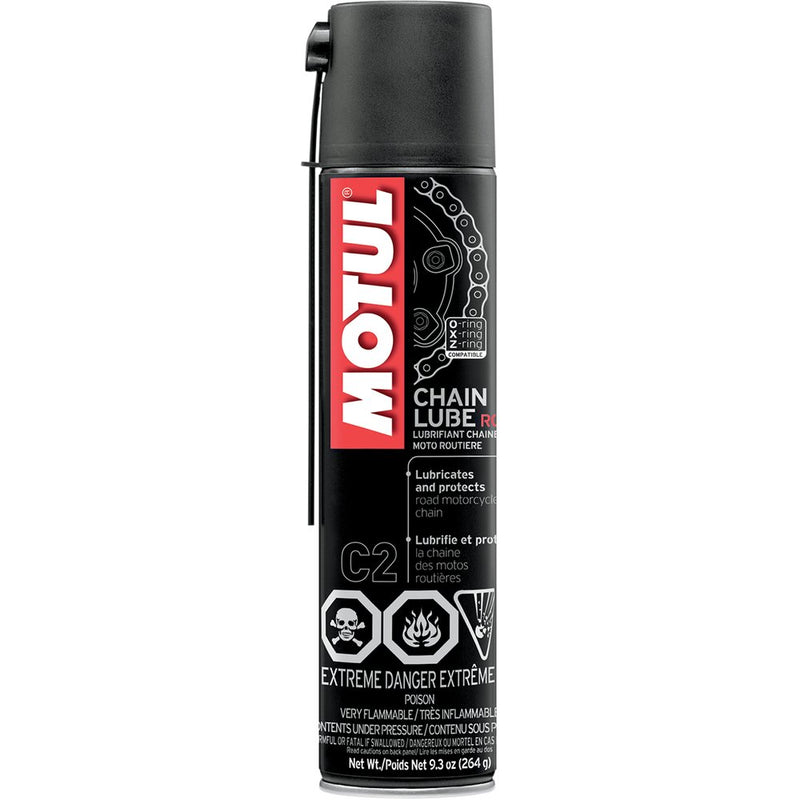 Motul chain lube spray can on a white background