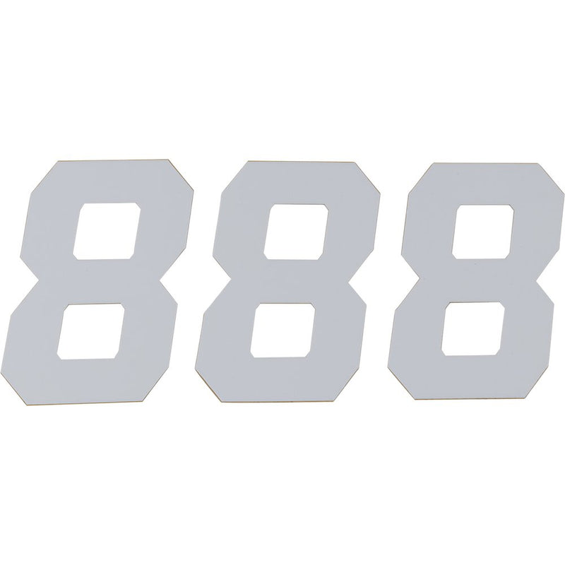 D'Cor Visuals Race Number Plate - #8 - White - 6" 45-36-8