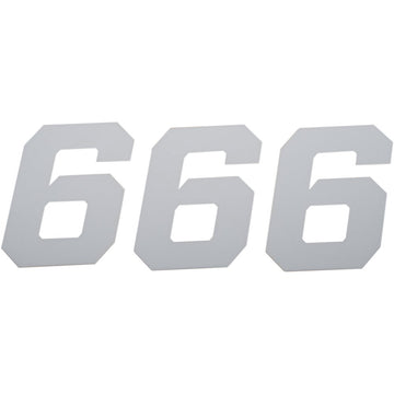 D'COR VISUALS Race Number Plate - #6 - White - 6" 45-36-6