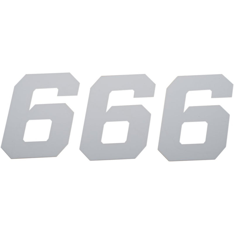 D'Cor Visuals Race Number Plate - #6 - White - 6" 45-36-6