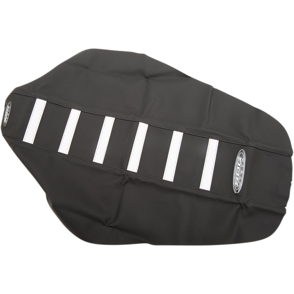 SDG 6-Ribbed Seat Cover - White Ribs/Black Top/Black Sides 95956WK