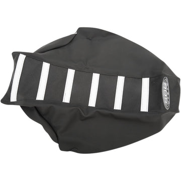 SDG 6-Ribbed Seat Cover - White Ribs/Black Top/Black Sides 95945WK