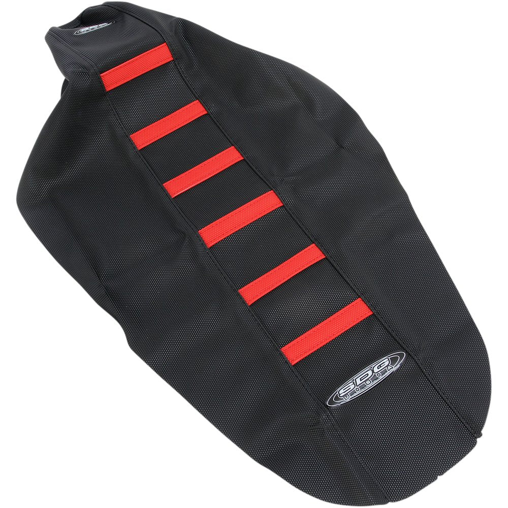 SDG 6-Ribbed Seat Cover - Red Ribs/Black Top/Black Sides 95943RK