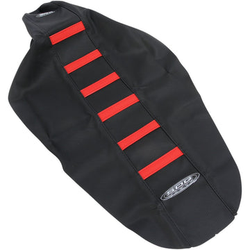 SDG 6-Ribbed Seat Cover - Red Ribs/Black Top/Black Sides 95943RK