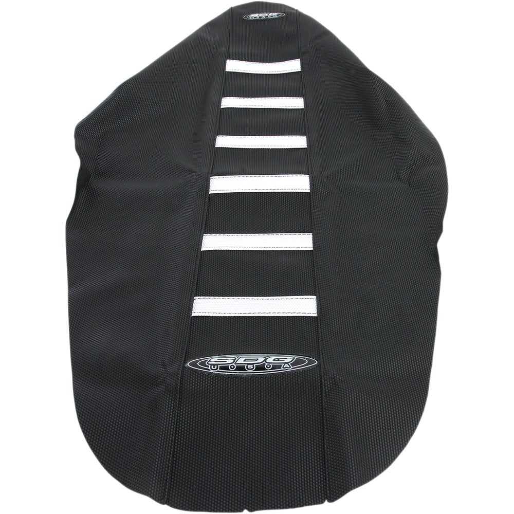 SDG 6-Ribbed Seat Cover - White Ribs/Black Top/Black Sides 95940WK