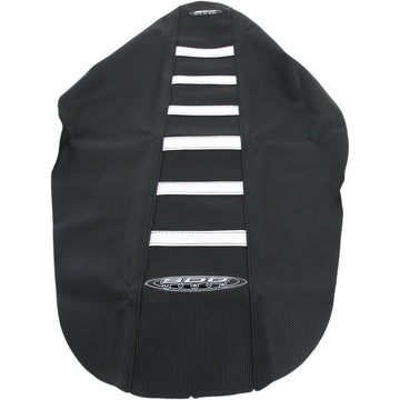 SDG 6-Ribbed Seat Cover - White Ribs/Black Top/Black Sides 95941WK