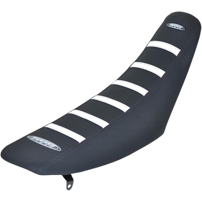 SDG 6-Ribbed Seat Cover - White Ribs/Black Top/Black Sides 95938WK