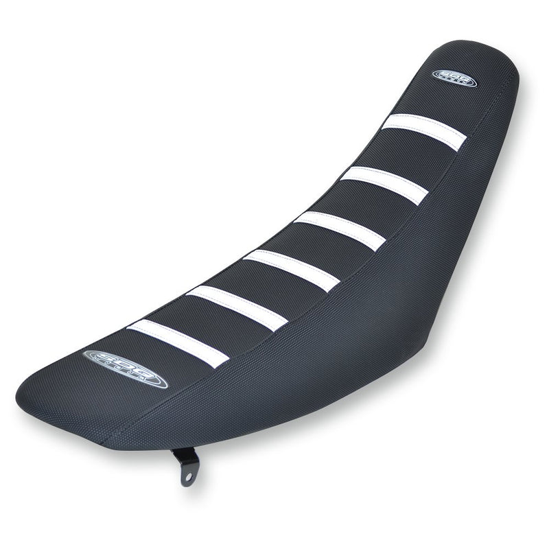 SDG 6-Ribbed Seat Cover - White Ribs/Black Top/Black Sides 95923WK