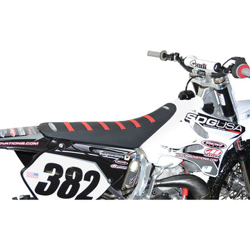 SDG 6-Ribbed Seat Cover - Red Ribs/Black Top/Black Sides 95937RK