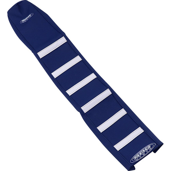 SDG 6-Ribbed Seat Cover - White Ribs/Blue Top/Blue Sides 95959WDD