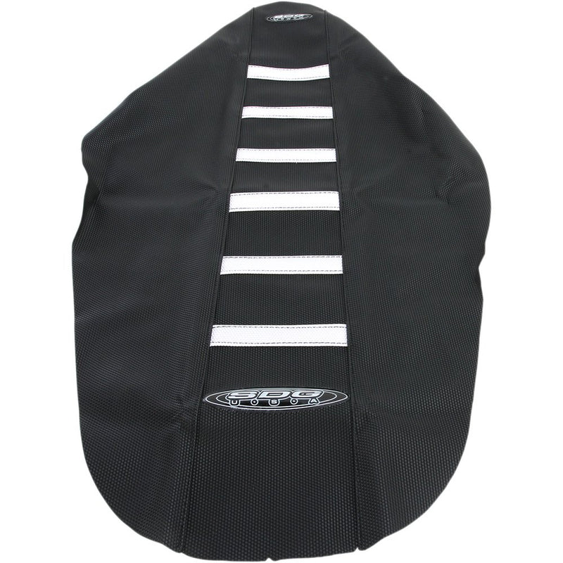 SDG 6-Ribbed Seat Cover - White Ribs/Black Top/Black Sides 95958WK