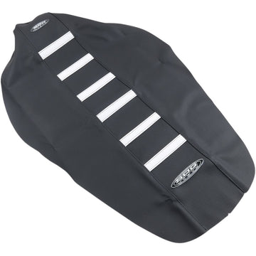 SDG 6-Ribbed Seat Cover - White Ribs/Black Top/Black Sides 95960WK