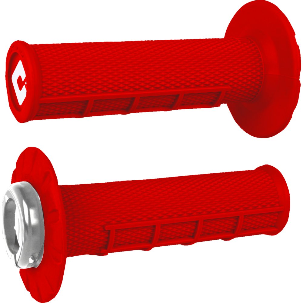 ODI Half Waffle v2.1 Lock-On Grips - ATV/MX - Bright Red/Silver J33HWR-S