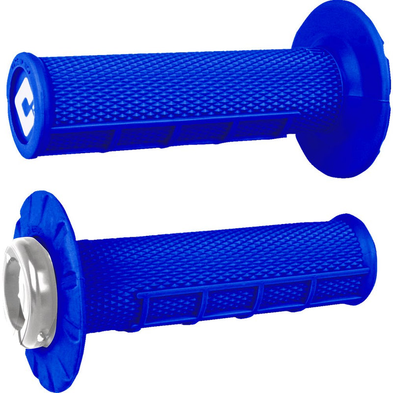 Odi Half Waffle v2.1 Lock-On Grips - ATV/MX - Bright Blue/Silver J33HWU-S