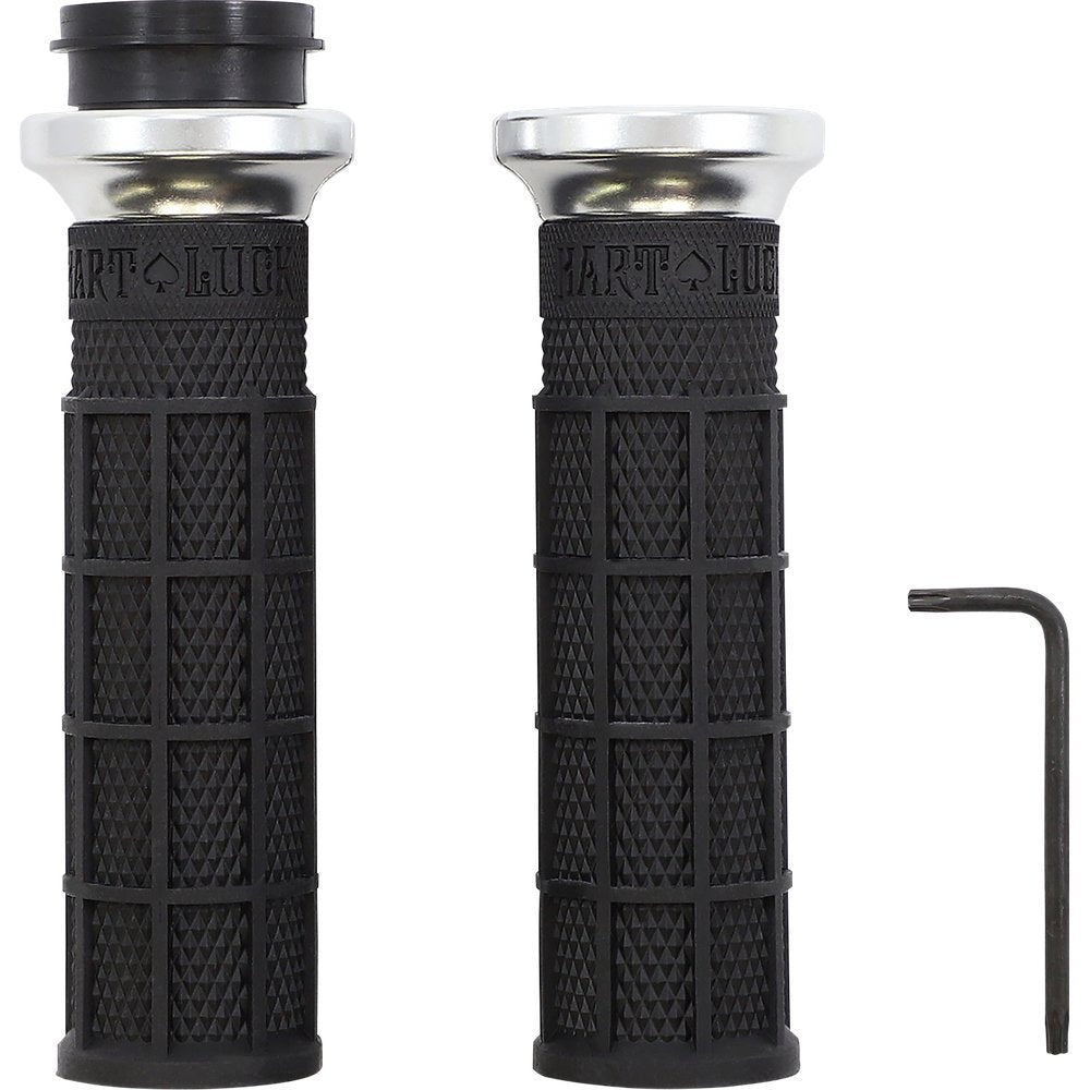 Odi Hart-Luck Signature V-Twin Lock-On* Grips - TBW - Black/Silver V31HTW-BB-S