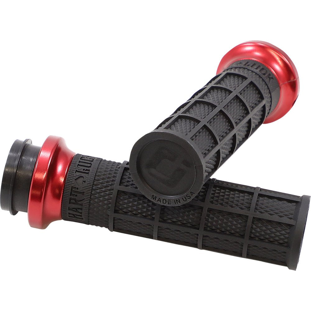 Odi Hart-Luck Signature V-Twin Lock-On* Grips - TBW - Black/Red V31HTW-BB-R