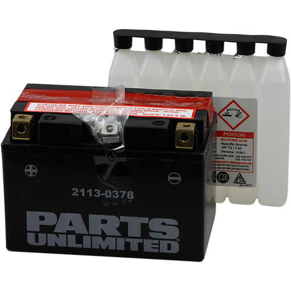 Parts Unlimited AGM Battery - YTX12A-BS CTX12A-BS