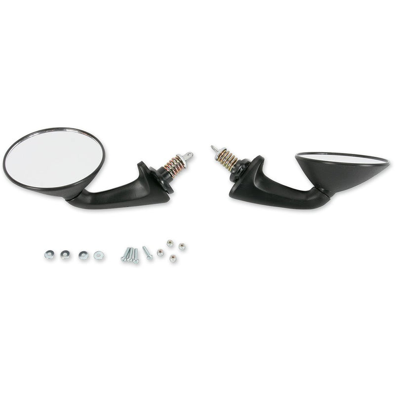 Parts Unlimited Mirrors - Spring-Loaded - Side View - Round - Black - Pair 12-1651