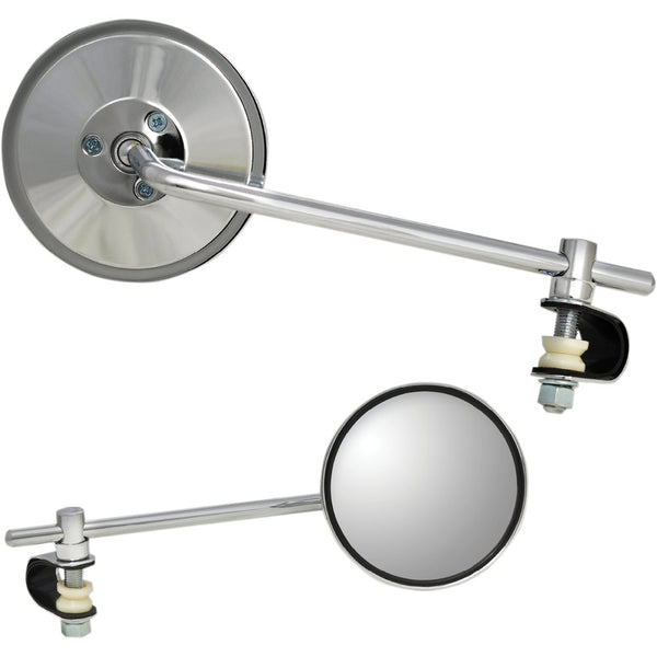 Parts Unlimited Mirror - Side View - Round - Chrome - Long - Each 17076