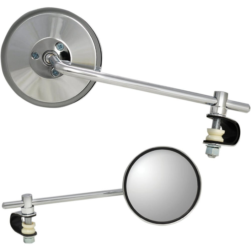 Parts Unlimited Mirror - Side View - Round - Chrome - Long - Each 17076
