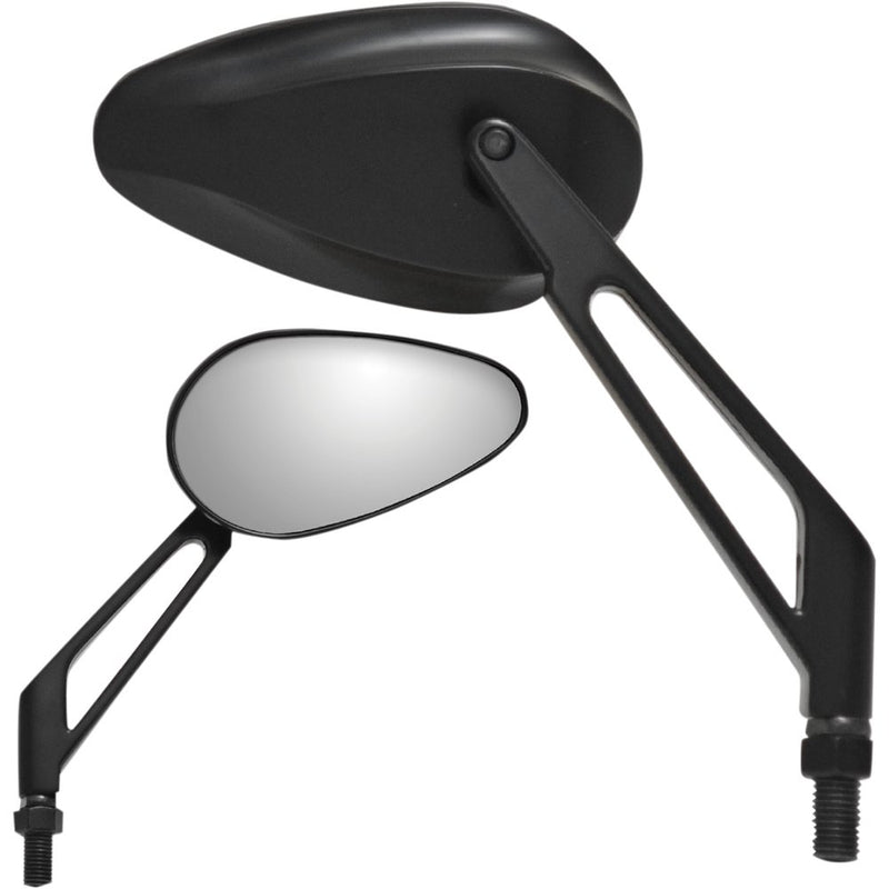 Parts Unlimited Mirror - X-Treme Mini - Side View - Teardrop - Billet - Short - Black - Each 17070