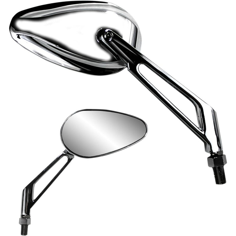 Parts Unlimited Mirror - X-Treme Mini - Side View - Teardrop - Billet - Short - Chrome - Each 17069