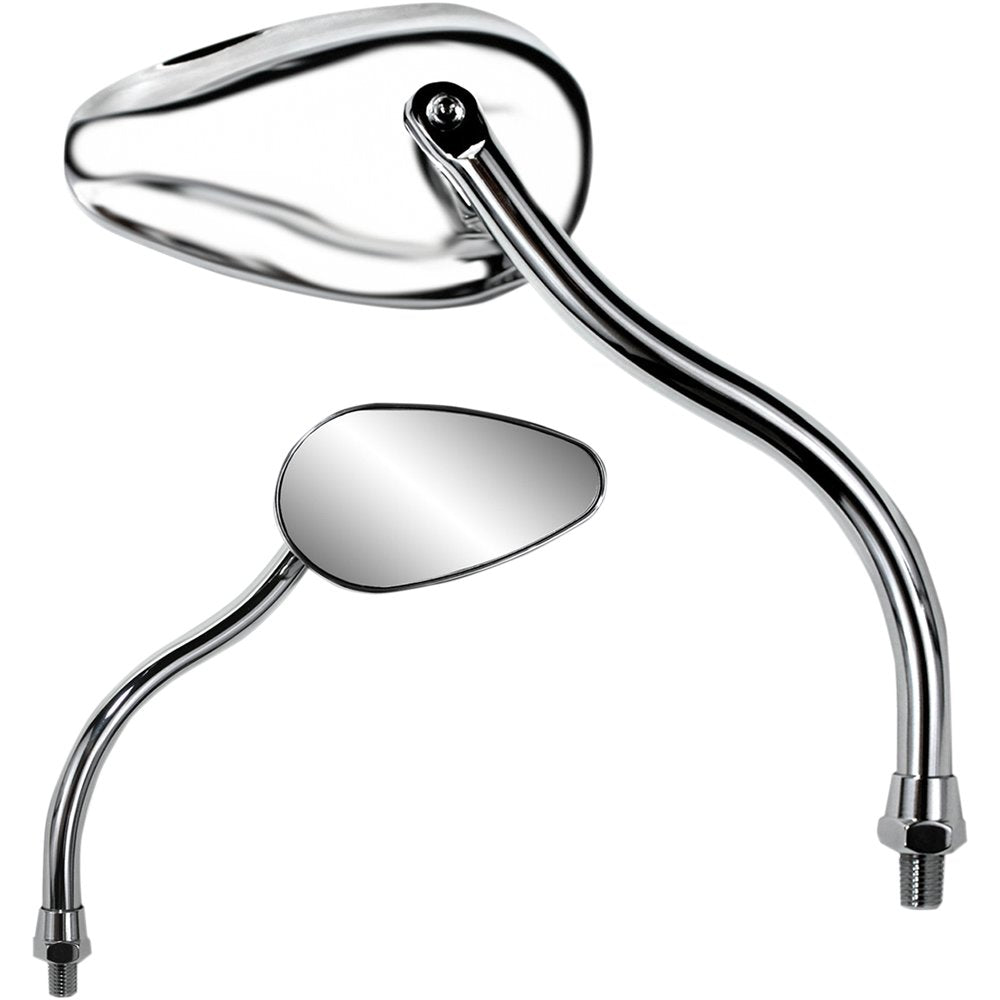 PARTS UNLIMITED Mirror - X-Treme Mini - Side View - Teardrop - Standard - Long - Chrome - Each 17061