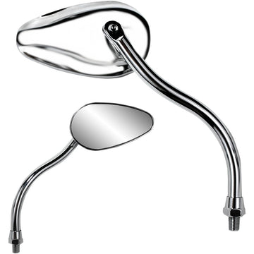 PARTS UNLIMITED Mirror - X-Treme Mini - Side View - Teardrop - Standard - Long - Chrome - Each 17061