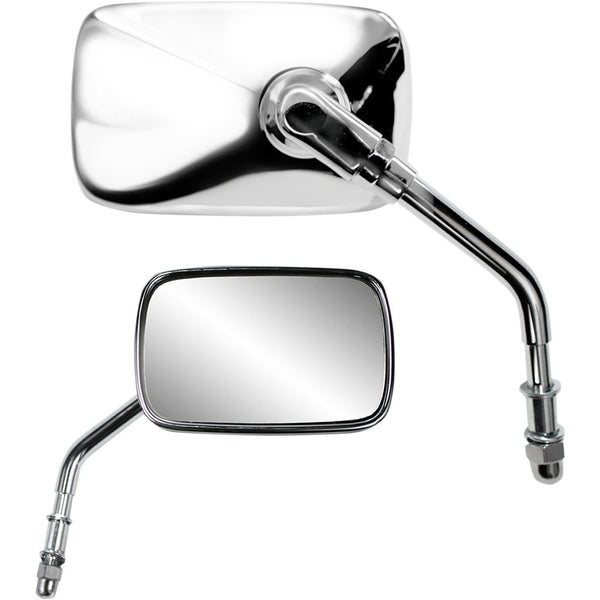 Parts Unlimited Mirror - Side View - Rectangle - Short - Chrome 17059