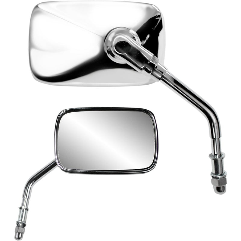 Parts Unlimited Mirror - Side View - Rectangle - Short - Chrome 17059