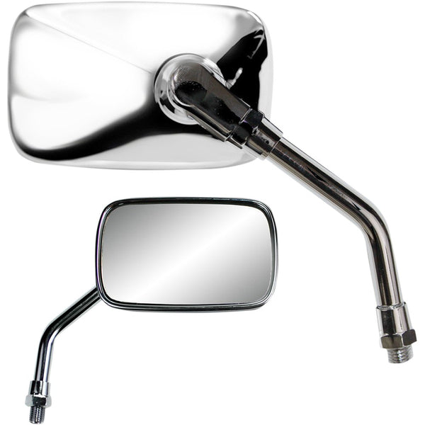Parts Unlimited Mirror - Mini - Side View - Rectangle - Chrome - M10x1.25 (Left Hand Thread) - Each 17055