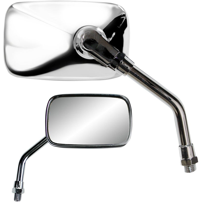 Parts Unlimited Mirror - Mini - Side View - Rectangle - Chrome - M10x1.25 (Left Hand Thread) - Each 17055