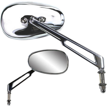 PARTS UNLIMITED Mirror - Side View - Teardrop - Long - Chrome 17047