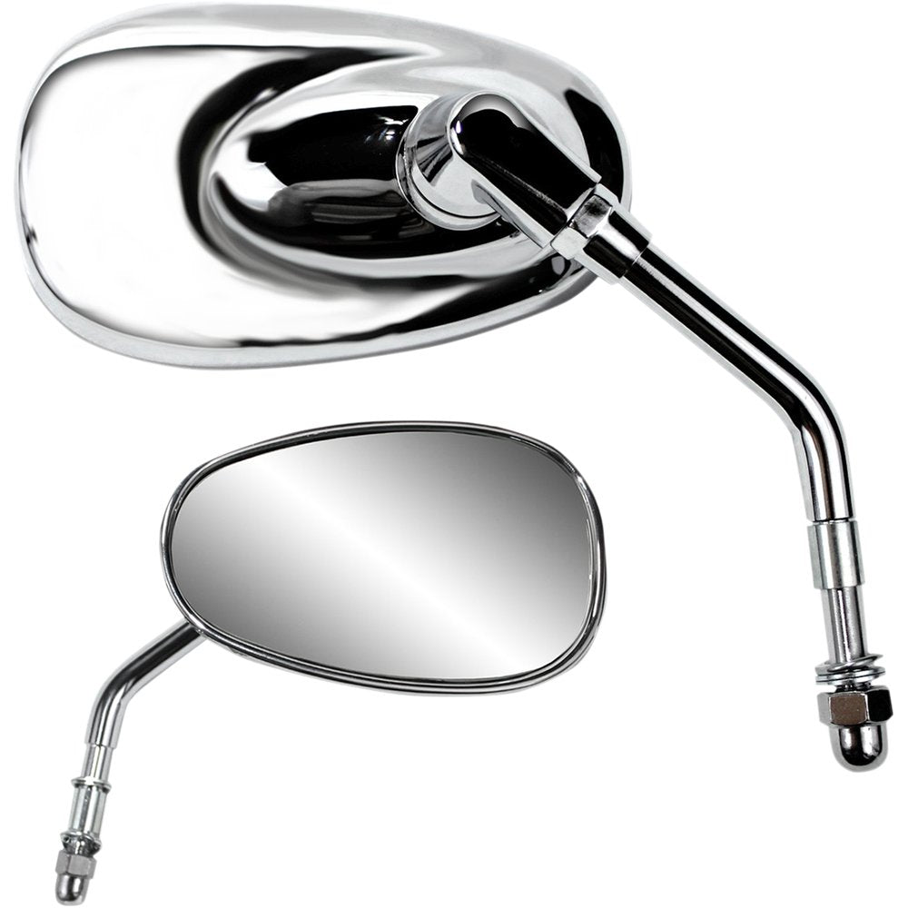 PARTS UNLIMITED Mirror - Side View - Oval - Short - Chrome 17043
