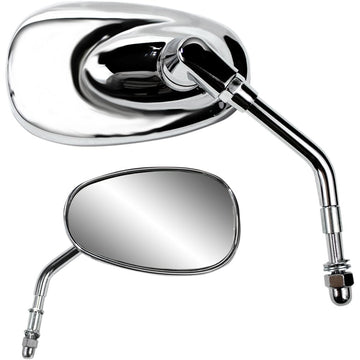PARTS UNLIMITED Mirror - Side View - Oval - Short - Chrome 17043