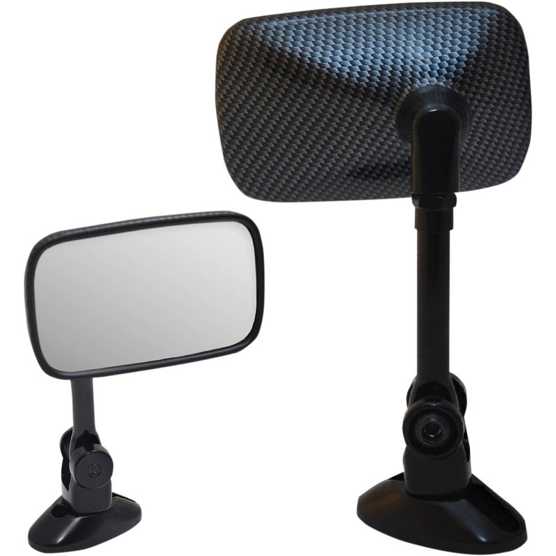 Parts Unlimited Mirror - Mini - Side View - Rectangle - Black 17023