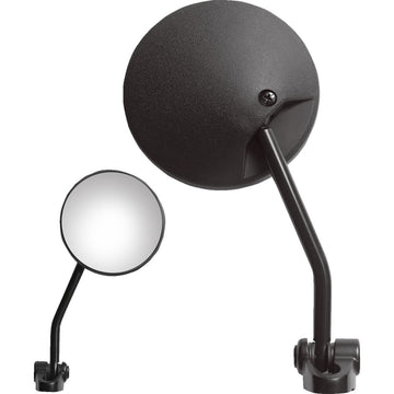 PARTS UNLIMITED Mirror - Flag - Side View - Round - Black 97021