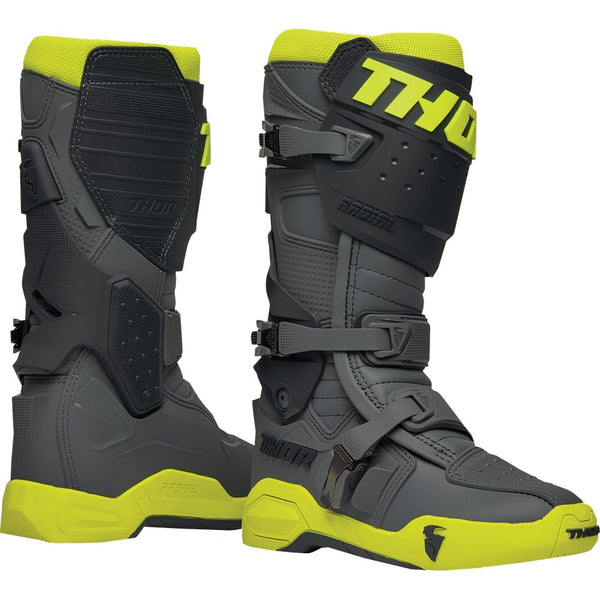 Thor Radial Boots - Gray/Fluorescent Yellow - Size 9 3410-2747