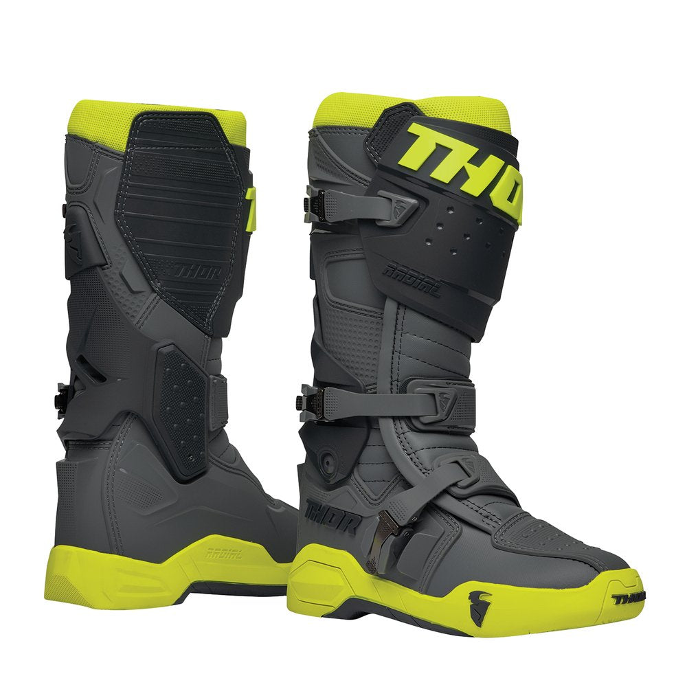 THOR Radial Boots - Gray/Fluorescent Yellow - Size 7 3410-2745