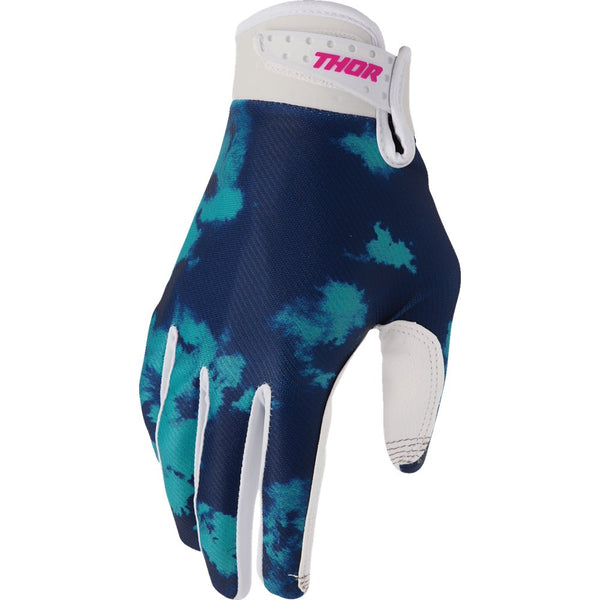 Thor Launchmode Bleach Gloves - White/Aqua - Large 3330-8328