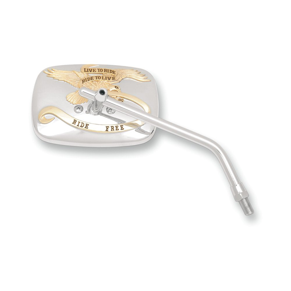 Emgo Mirror - "Ride Free" - Side View - Rectangle - M10 x 1.25 - Gold/Chrome - Right 20-31757A