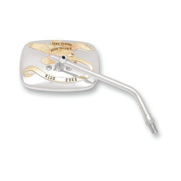 Emgo Mirror - "Ride Free" - Side View - Rectangle - M10 x 1.25 - Gold/Chrome - Right 20-31757A