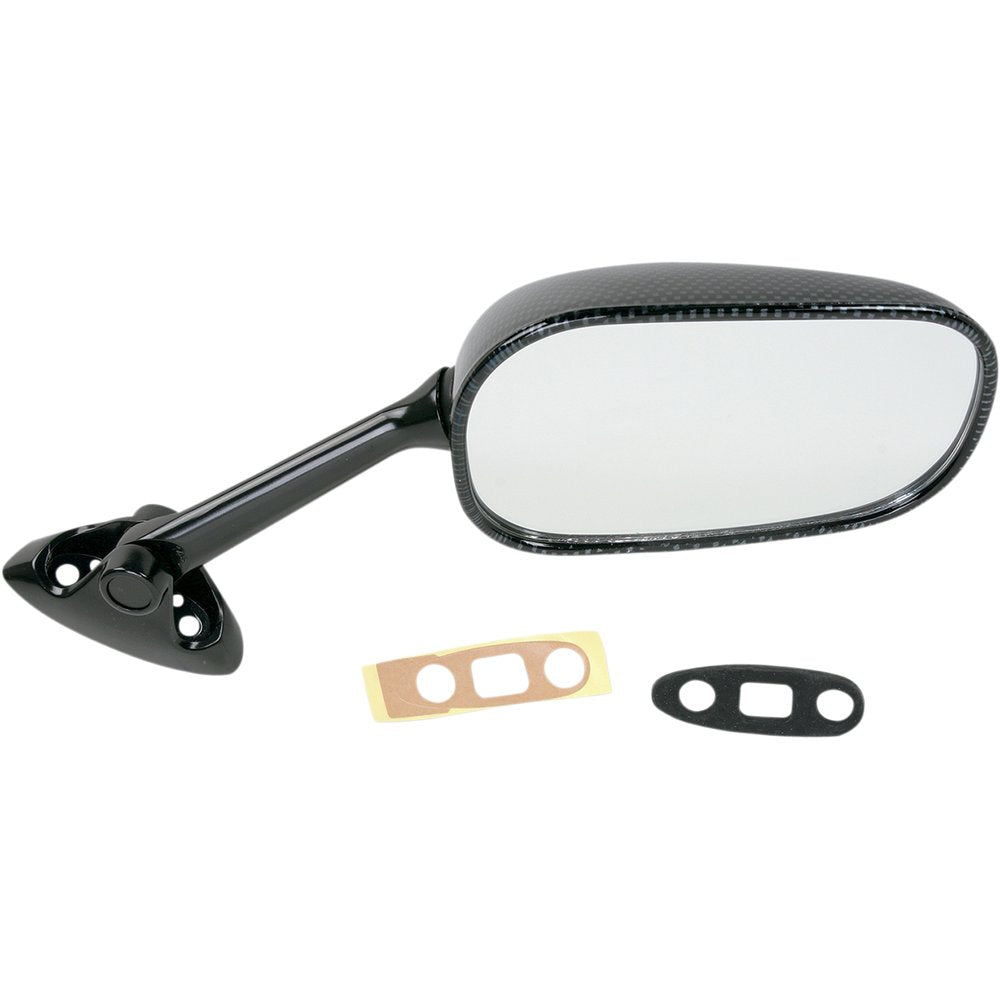 Emgo Mirror - Side View - Black/Carbon Fiber - Rectangle - Right - Suzuki 20-69783