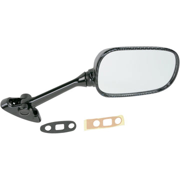 Emgo Mirror - Side View - Black/Carbon Fiber - Rectangle - Right - Suzuki 20-69773
