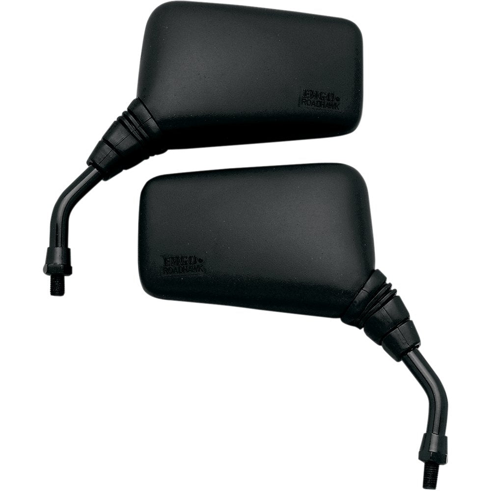 Emgo Mirror - Roadhawk - Side View - Rectangle - Short - M10 x 1.25 - Black 20-25100