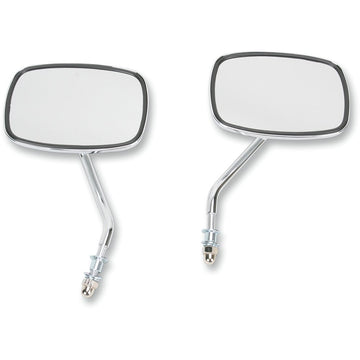 Emgo Mirrors - Side View - Plain Face/Rectangle - Short Stem - Left/Right - Screw-In - Pair 20-21706
