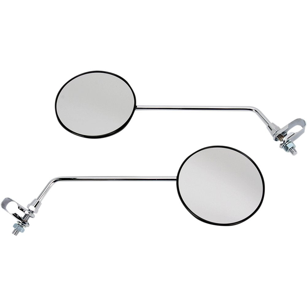 Emgo Mirrors - Side View - Round - 9" Stem - Black Head/Chrome Stem/Tinted Glass - Pair - Universal 20-64510
