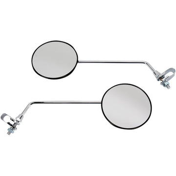Emgo Mirrors - Side View - Round - 9" Stem - Black Head/Chrome Stem/Tinted Glass - Pair - Universal 20-64510