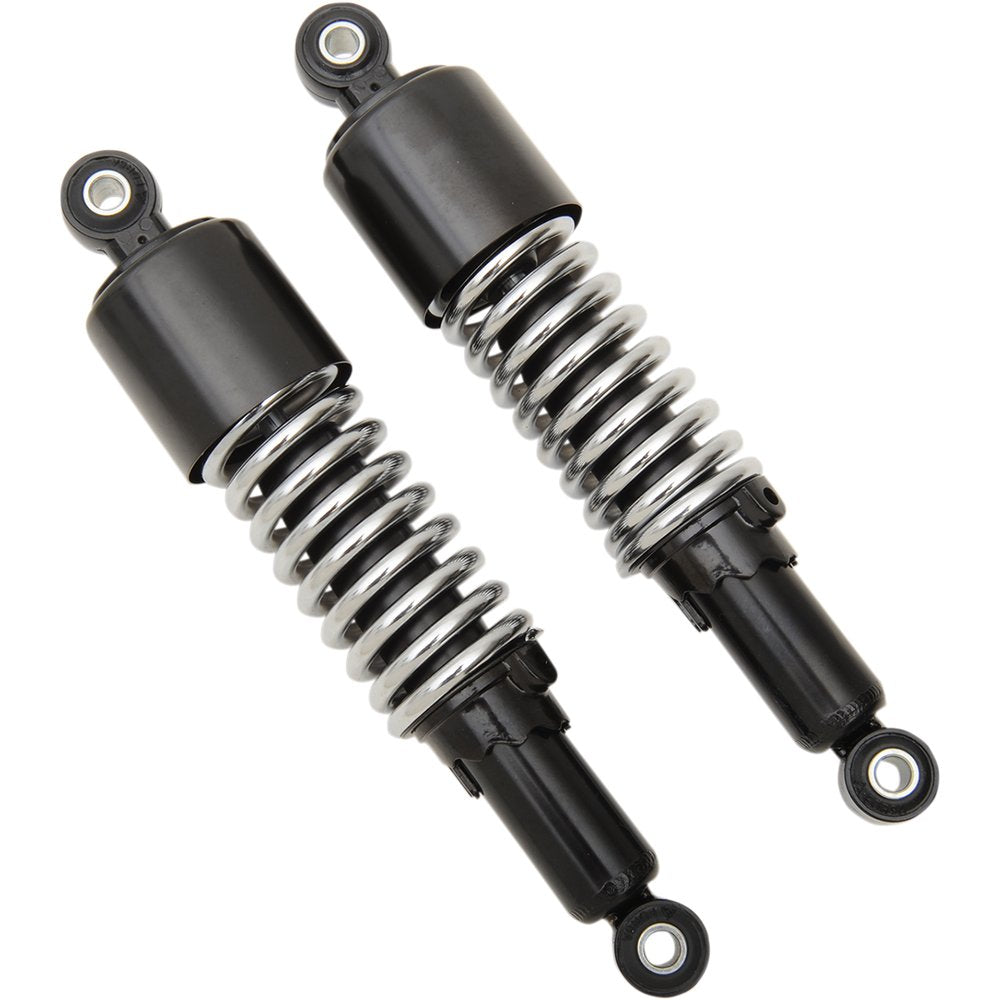 Emgo Custom Shorty Shocks with Shroud - Black Body/Chrome Spring Finish - Eye Lowering 17-05701