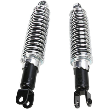 Emgo Custom Shorty Shocks with Shroud - Black Body/Chrome Spring Finish - Clevis Lowering 17-05697